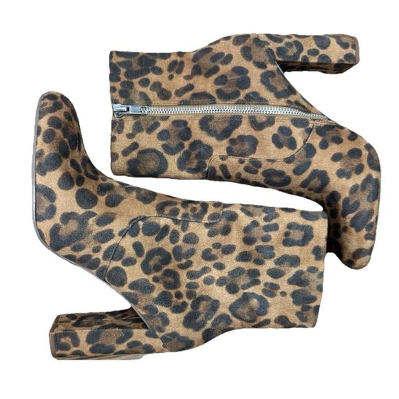 Steve Madden Boots Womens Sz 6.5 Editor Leopard Print Side Zip Ankle Booties - Picture 3 of 10